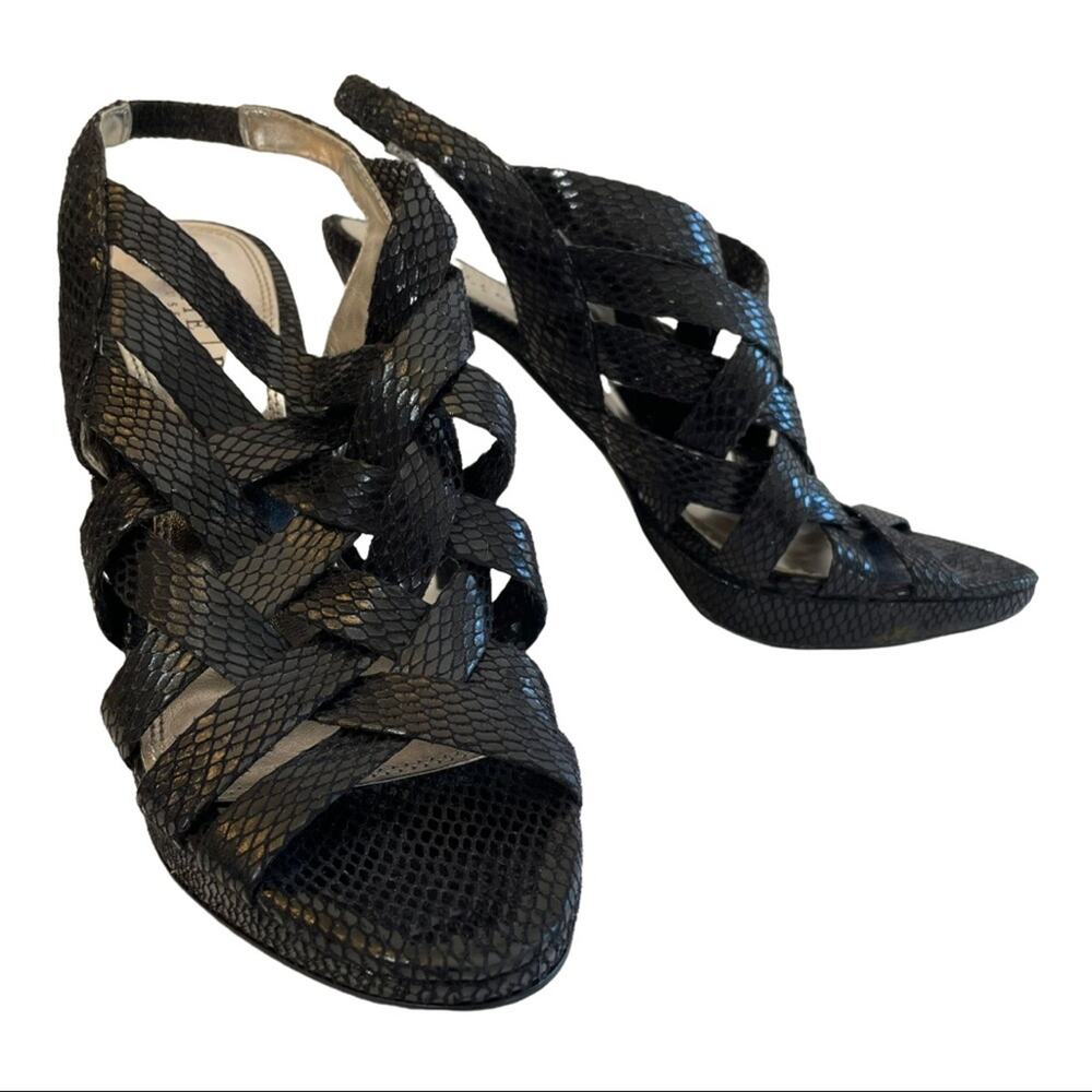 White House Black Market WHBM Zoe Black Strappy Heel 8